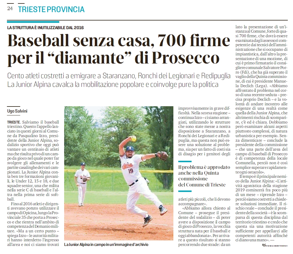 L’articolo da “Il Piccolo” di Ugo Salvini