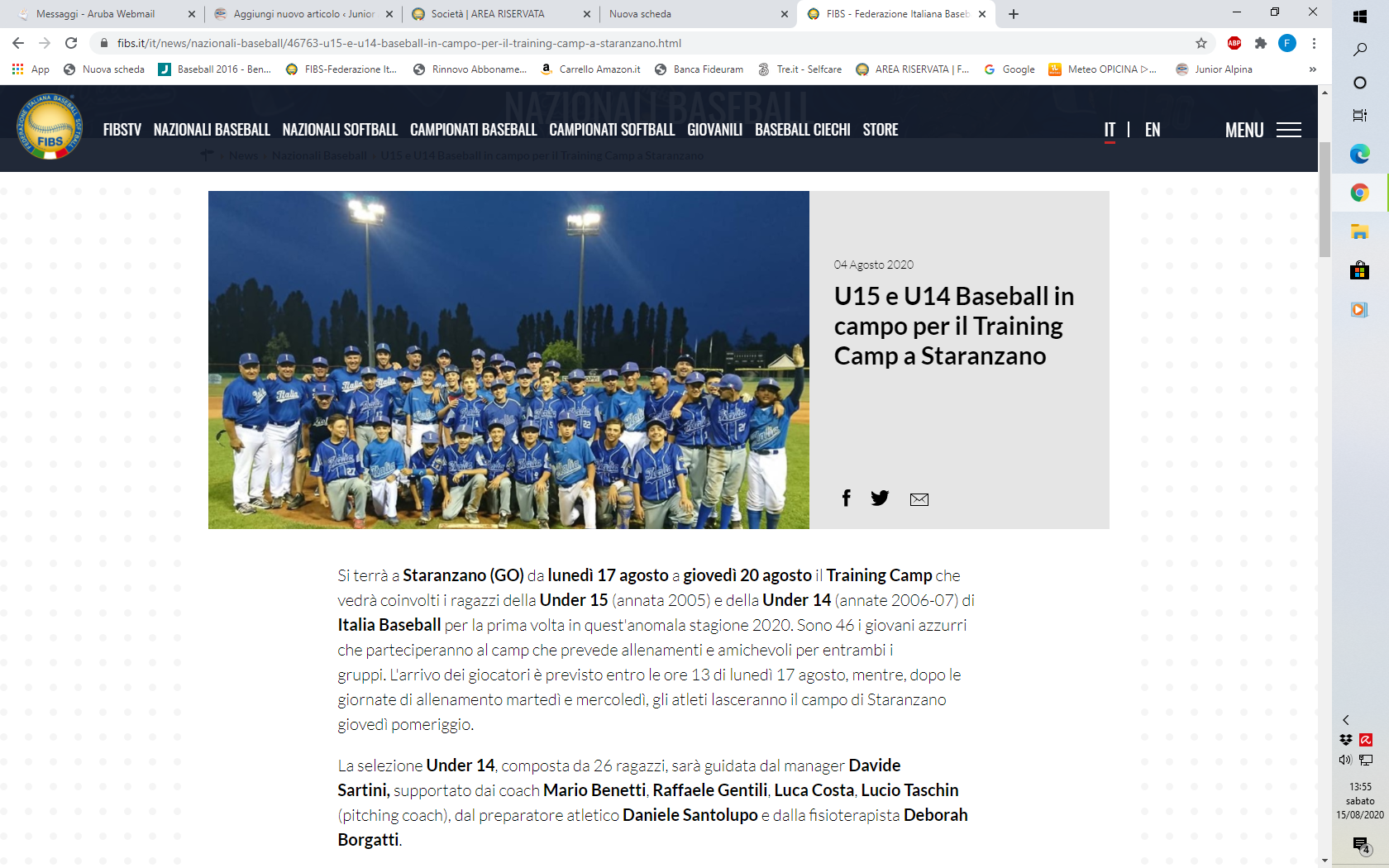 ANCHE LA JUNIOR ALPINA NELLA RAPPRESENTATIVA FVG CONTRO LA NAZIONALE ITALIANA UNDER14